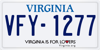 VA license plate VFY1277