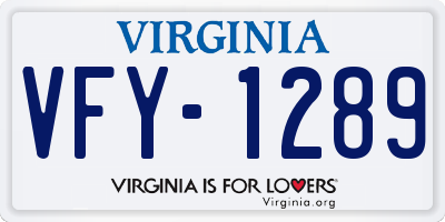 VA license plate VFY1289