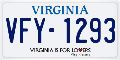VA license plate VFY1293