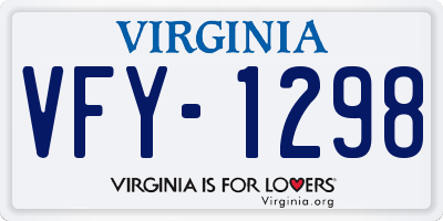 VA license plate VFY1298
