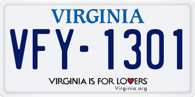 VA license plate VFY1301