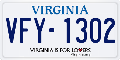 VA license plate VFY1302