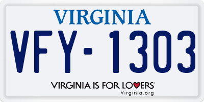 VA license plate VFY1303