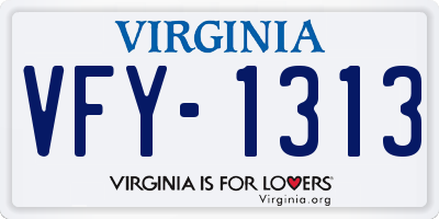 VA license plate VFY1313