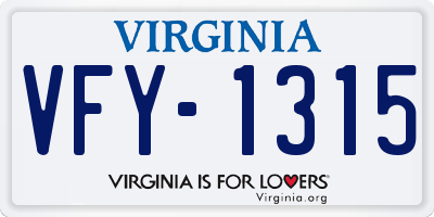 VA license plate VFY1315