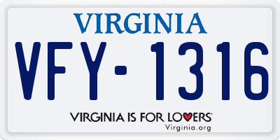 VA license plate VFY1316