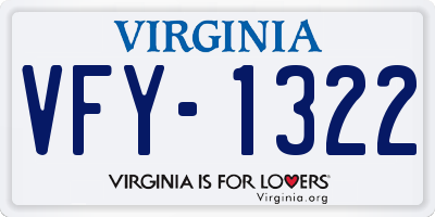 VA license plate VFY1322