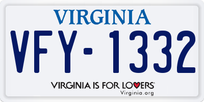VA license plate VFY1332