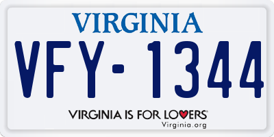 VA license plate VFY1344