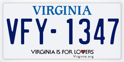 VA license plate VFY1347