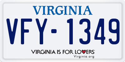 VA license plate VFY1349