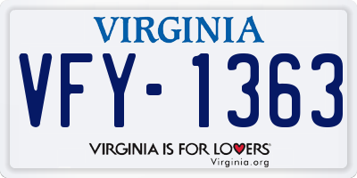 VA license plate VFY1363