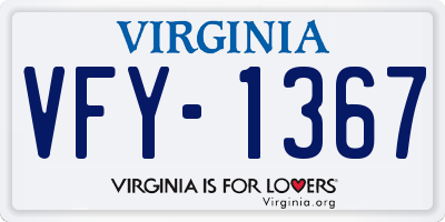 VA license plate VFY1367