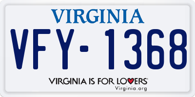 VA license plate VFY1368