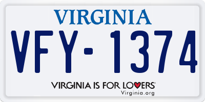 VA license plate VFY1374