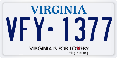 VA license plate VFY1377