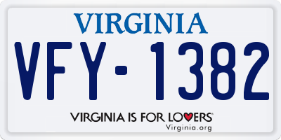 VA license plate VFY1382