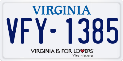 VA license plate VFY1385