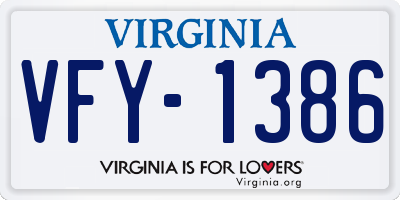 VA license plate VFY1386