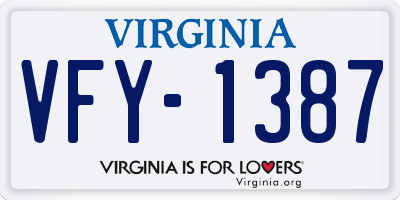 VA license plate VFY1387