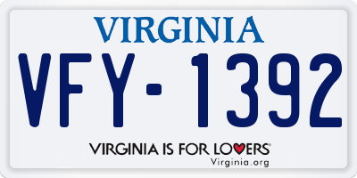 VA license plate VFY1392