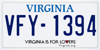 VA license plate VFY1394