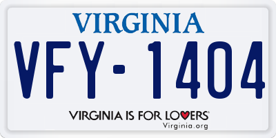 VA license plate VFY1404