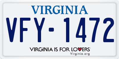 VA license plate VFY1472