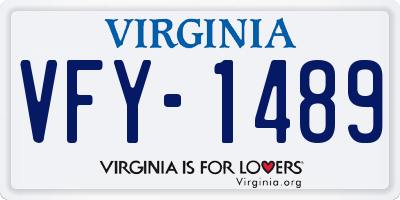VA license plate VFY1489