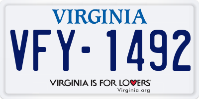 VA license plate VFY1492
