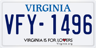 VA license plate VFY1496