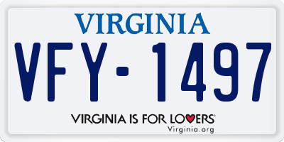 VA license plate VFY1497
