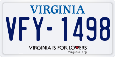 VA license plate VFY1498