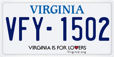 VA license plate VFY1502
