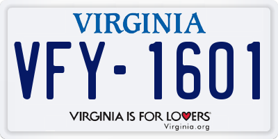 VA license plate VFY1601