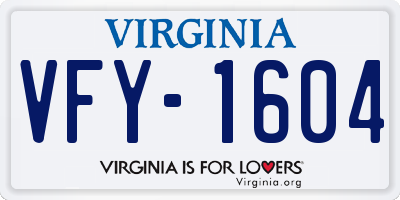 VA license plate VFY1604