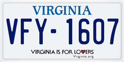 VA license plate VFY1607