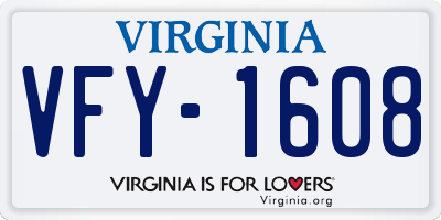 VA license plate VFY1608