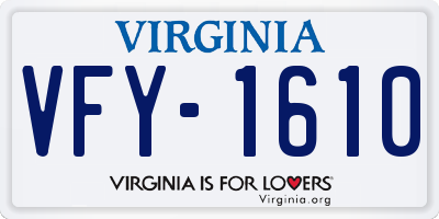 VA license plate VFY1610