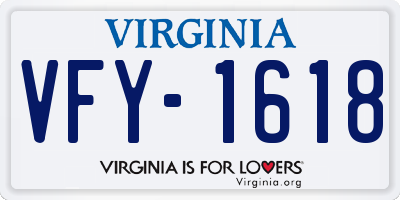 VA license plate VFY1618