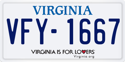 VA license plate VFY1667