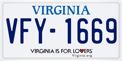 VA license plate VFY1669