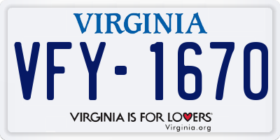 VA license plate VFY1670