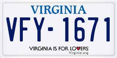 VA license plate VFY1671