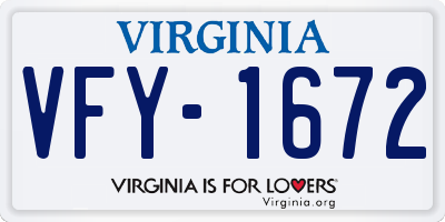 VA license plate VFY1672