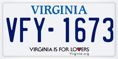 VA license plate VFY1673