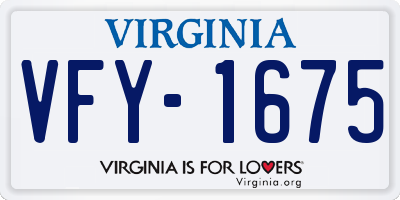 VA license plate VFY1675