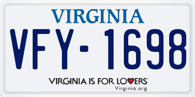 VA license plate VFY1698