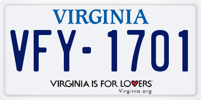 VA license plate VFY1701