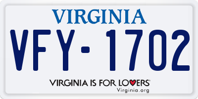 VA license plate VFY1702
